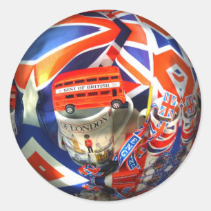 Sticker Rond Patriotique Angleterre Londres collage accessoires