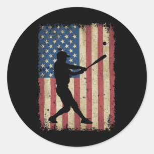 Sticker Rond Patriotique Baseball 4 juillet Hommes Américains F