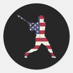 Sticker Rond Patriotique Baseball 4 juillet Hommes Américains F