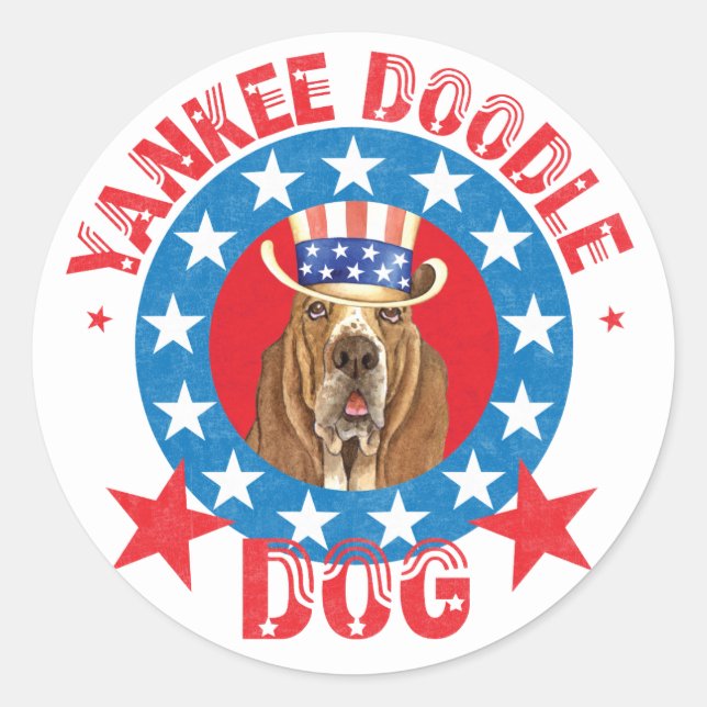Sticker Rond Patriotique Basset (Devant)