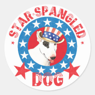 Sticker Rond Patriotique Bull Terrier