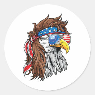 Sticker Rond Patriotique Byld Eagle Mullet Drapeau américain Us