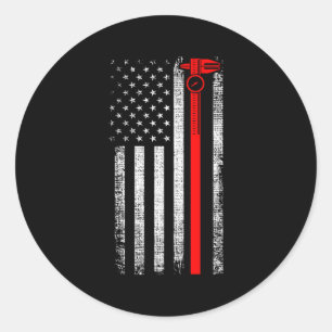 Sticker Rond Patriotique Cnc Machine Opérateur Américain Drapea
