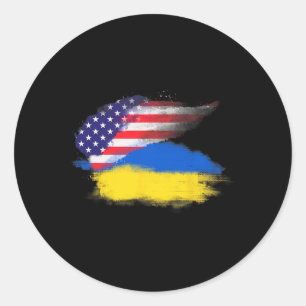 Sticker Rond Patriotique États-Unis États-Unis d'Amérique Ukrai