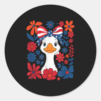 Sticker Rond Patriotique Funny Goose America Happy 4 juillet Co