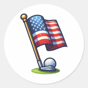Sticker Rond Patriotique Golf 4 juillet Fête de l'Indépendance 
