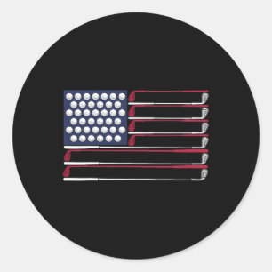 Sticker Rond Patriotique Golf Américain 4 juillet Golf Clubs Am