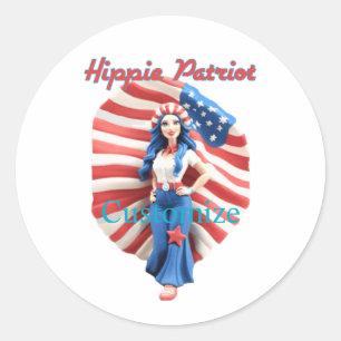 Sticker Rond Patriotique hippie fille Thunder_Cove