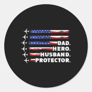 Sticker Rond Patriotique papa Protecteur Papa Us Drapeau