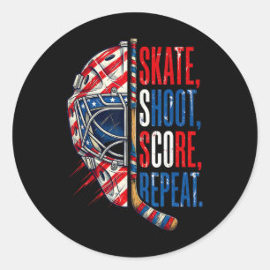 Sticker Rond Patriotique Patin De Hockey Sur Glace Marquer Tire