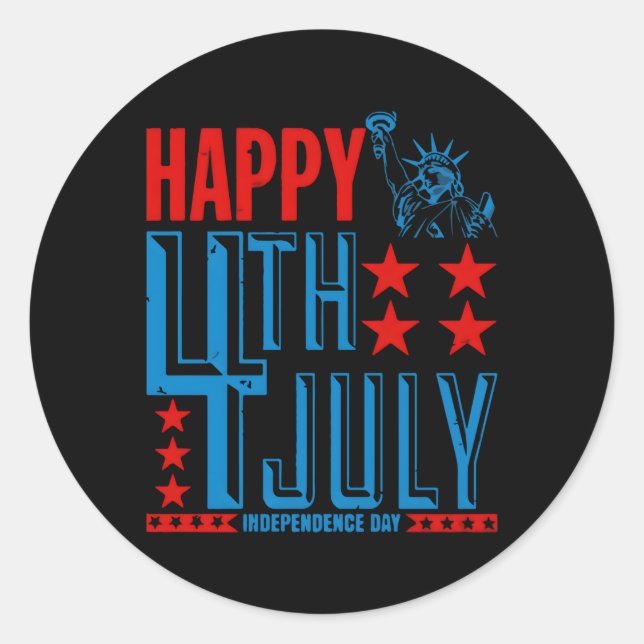 Sticker Rond Patriotique Pour 4 juillet Usa (Devant)