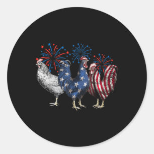 Sticker Rond Patriotique rétro Usa poulet Usa Hen 4 juillet Fu