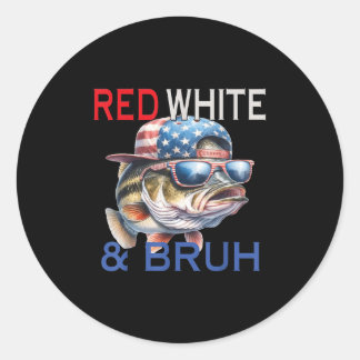 Sticker Rond Patriotique Rouge Blanc & Bruh Amérique B Pêch