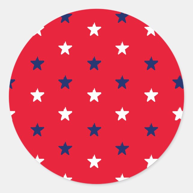 Sticker Rond Patriotique rouge blanc bleu étoiles motif 4 juill (Devant)
