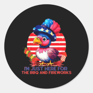 Sticker Rond Patriotique Turquie 4 juillet Bbq Fireworks Party