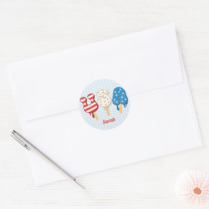 Sticker Rond Patriotique USA Love Popsicle