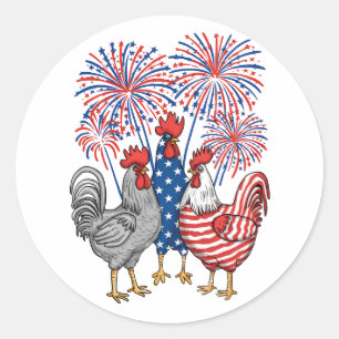 Sticker Rond Patriotique USA Picken USA Hen 4 juillet