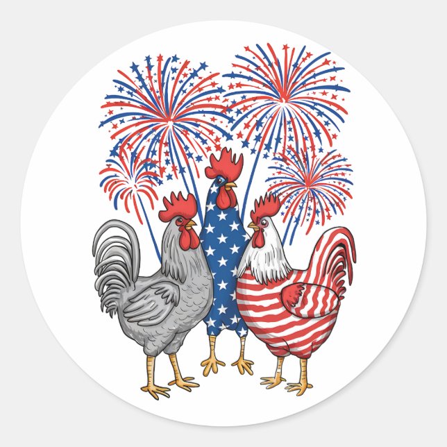 Sticker Rond Patriotique USA Picken USA Hen 4 juillet (Devant)