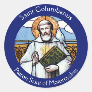 Sticker Rond Patron de Saint Columbanus des motocyclistes