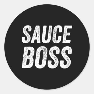 Sticker Rond Patron de sauce Chef BBQ Cuisinier Nourriture Humo