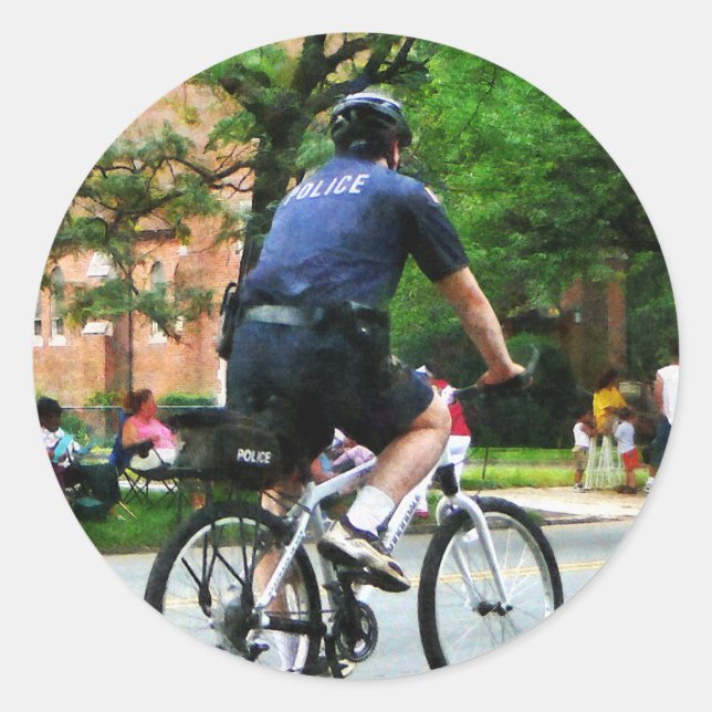Sticker Rond Patrouille à bicyclette de la police (Devant)