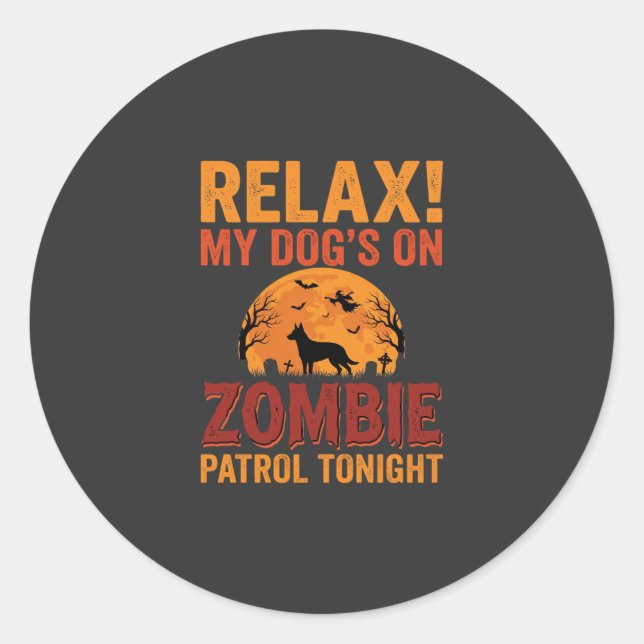 Sticker Rond Patrouille de Chien Zombie Halloween (Devant)