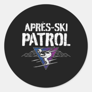 Sticker Rond Patrouille de l'après-ski rétro des années 80 Vint