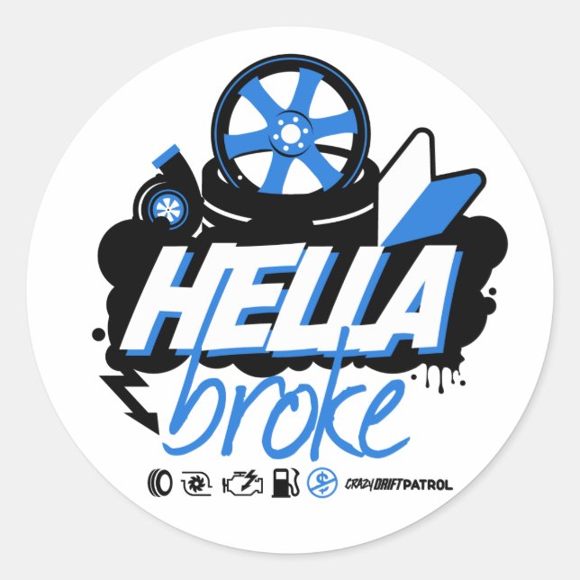 Sticker Rond Patrouille folle de dérive - Hella s'est cassé (le (Devant)