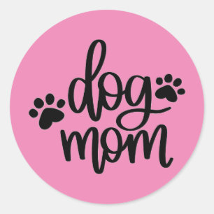 Sticker Rond Patrouilles de maman de chien rose