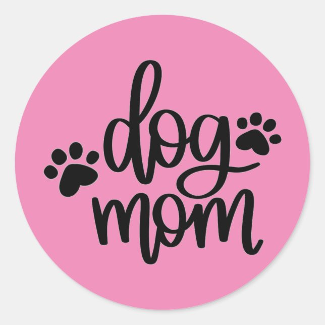 Sticker Rond Patrouilles de maman de chien rose (Devant)