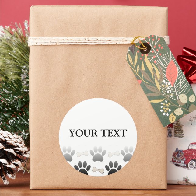 Sticker Rond Patrouilles Et Os De Chien Avec Texte Personnalisé (vacances)