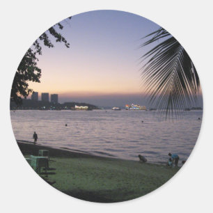 Sticker Rond Pattaya Beach Sunset ... Chonburi, Thaïlande