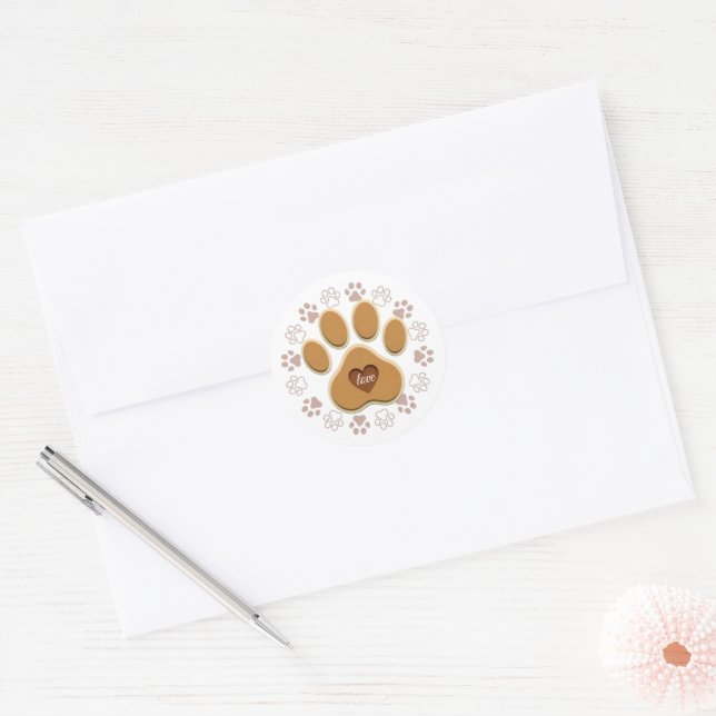 Sticker Rond Patte de chat d'amour (Enveloppe)