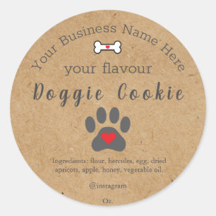 Sticker Rond Patte de chien rustique cookie pour chien personna