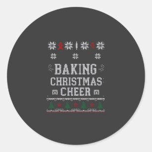 Sticker Rond Patte de tricot de four à biscuits de Noël au ging