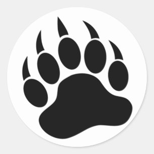 Sticker Rond Patte/Griffe d'ours classique en noir et blanc -Au