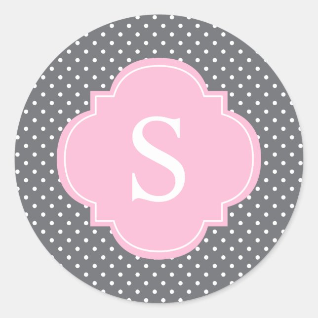 Sticker Rond Patte Pois rose et gris (Devant)