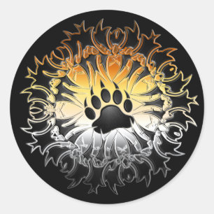 Sticker Rond Patte tribale de fierté d'ours