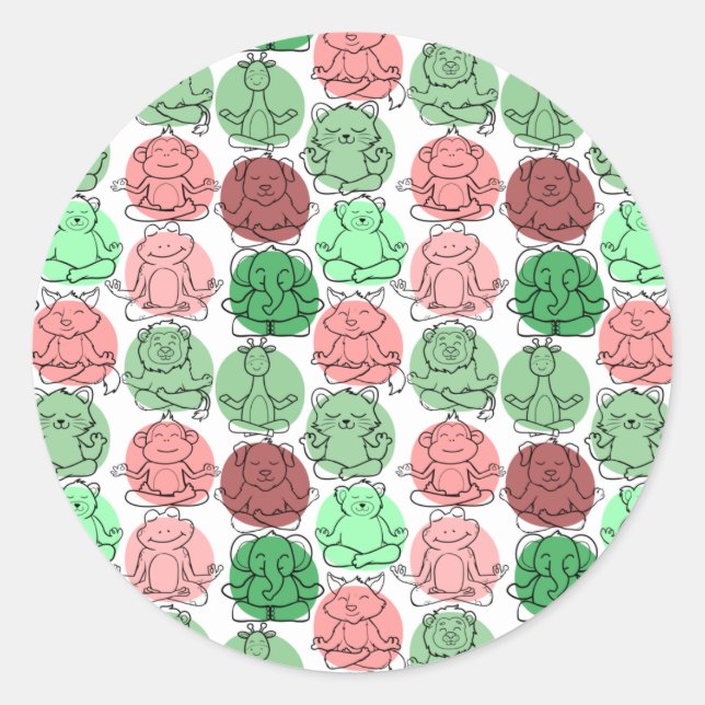 Sticker Rond Patter les yoga poses | Yoga seamless pattern 18 (Devant)