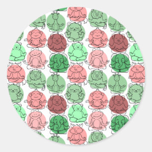 Sticker Rond Patter les yoga poses   Yoga seamless pattern 18
