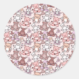 Sticker Rond Patter les yoga poses   Yoga seamless pattern 48
