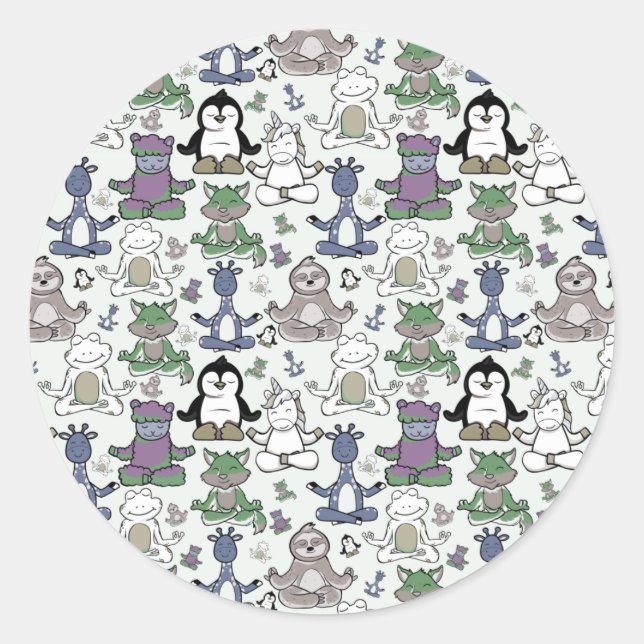 Sticker Rond Patter les yoga poses | Yoga seamless pattern 66 (Devant)