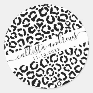 Sticker Rond Patteries du Black White Leopard animal