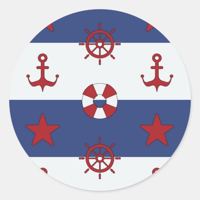 Sticker Rond Patteries Nautical Stars and Stripes (Devant)