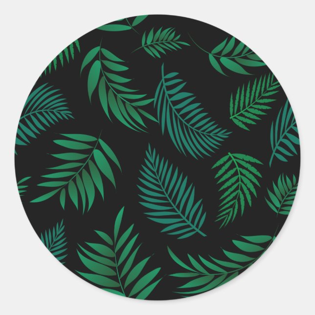Sticker Rond Pattern Tropical Leaves (Devant)