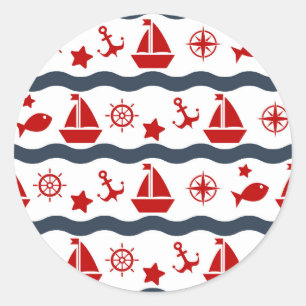 Sticker Rond Patterns maritimes