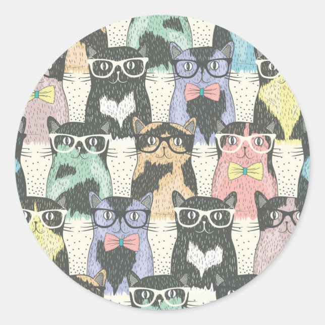 Sticker Rond Patters de Hipster Cute (Devant)