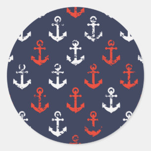Sticker Rond Patters de la Red White And Blue Navy