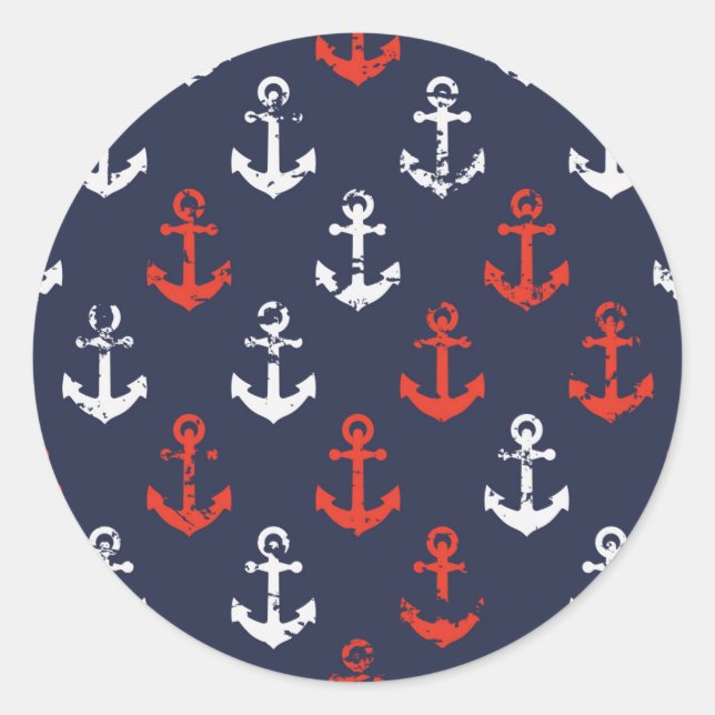 Sticker Rond Patters de la Red White And Blue Navy (Devant)