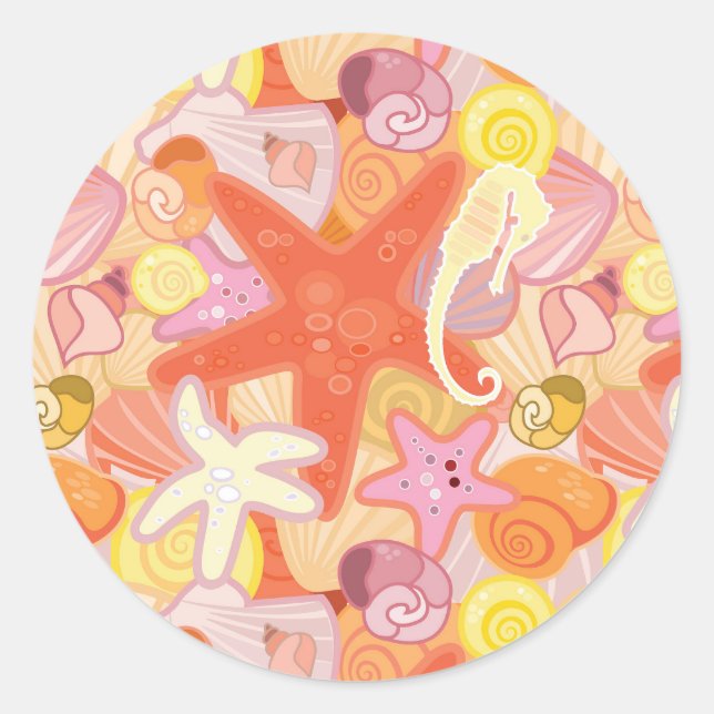 Sticker Rond Patters de Pastel Sea Creature (Devant)